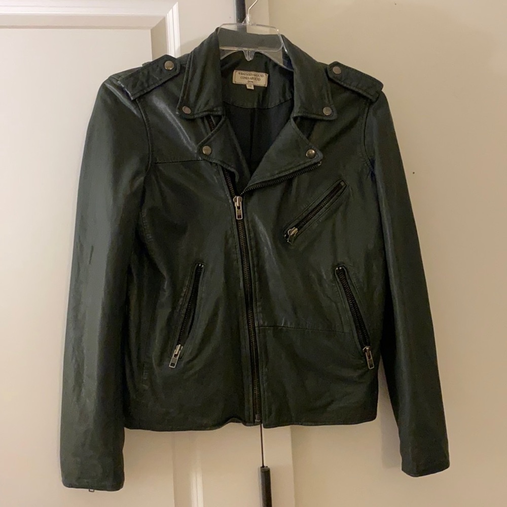 What Goes Around Green Leather Moto Jacket